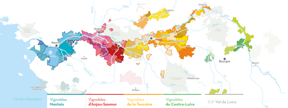 Carte des vins du Val de Loire. Source : Vins du Val de Loire