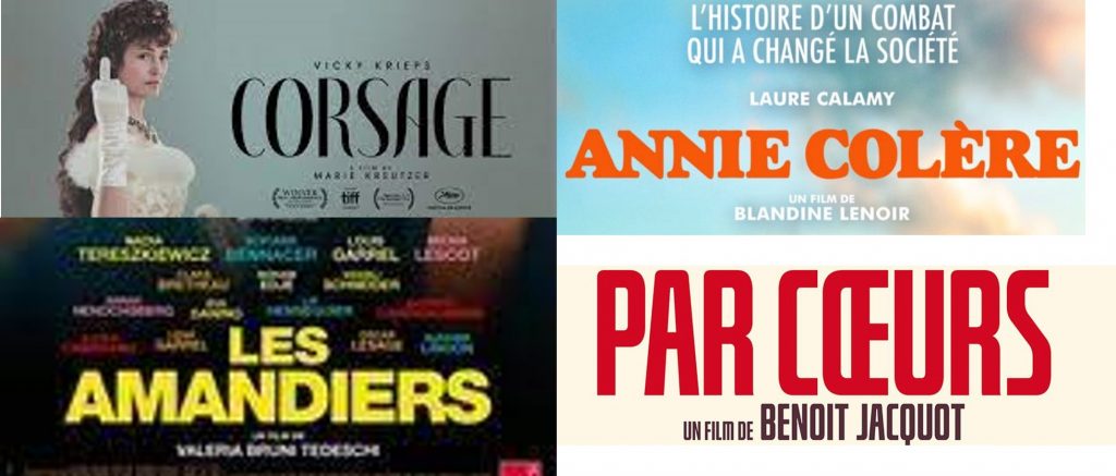 Cinéma en salles : Par cœurs (Jacquot), Corsage (Kreutzer), Annie Colère (Lenoir), Les Amandiers (Bruni Tedeschi)
